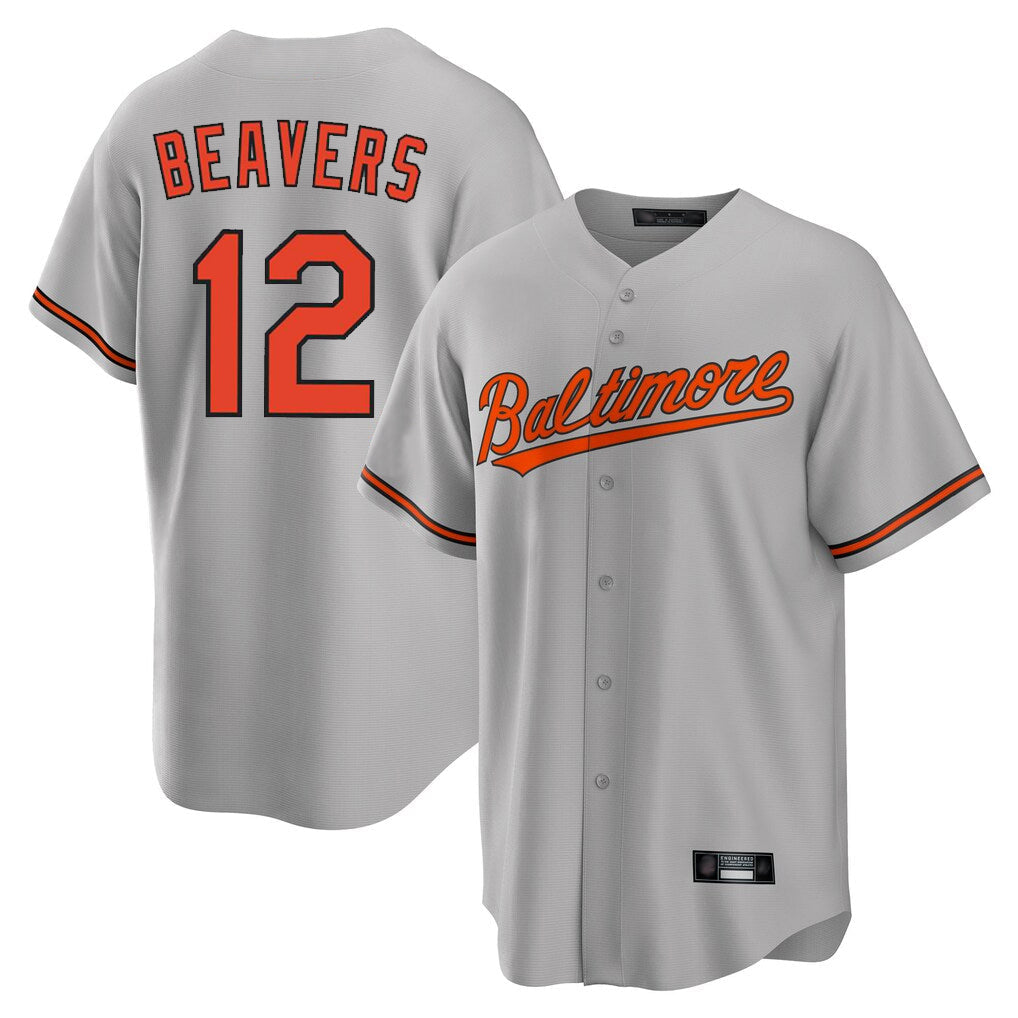 Pouc B.Orioles #12 Dylan Beavers Player Gray Home Game Stitched Jerseys