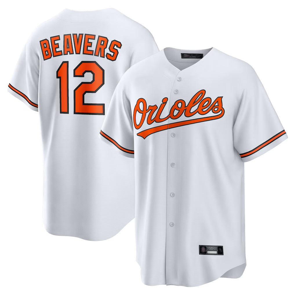 Pouc B.Orioles #12 Dylan Beavers Player White Home Game Stitched Jerseys