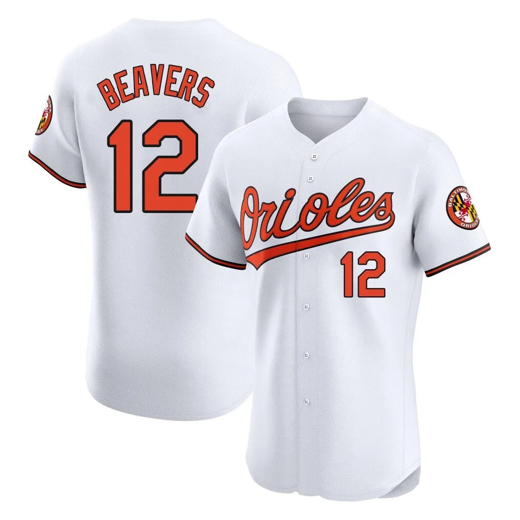Pouc B.Orioles #12 Dylan Beavers Player White Limited Elite Home Game Stitched Jerseys