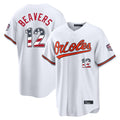 Pouc B.Orioles #12 Dylan Beavers Player White USA 250 Fourth of July Home Game Stitched Jerseys