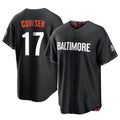 Pouc B.Orioles #17 Colton Cowser Player Black City Connect Home Game Stitched Jerseys