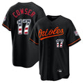Pouc B.Orioles #17 Colton Cowser Player Black USA 250 Fourth of July Home Game Stitched Jerseys