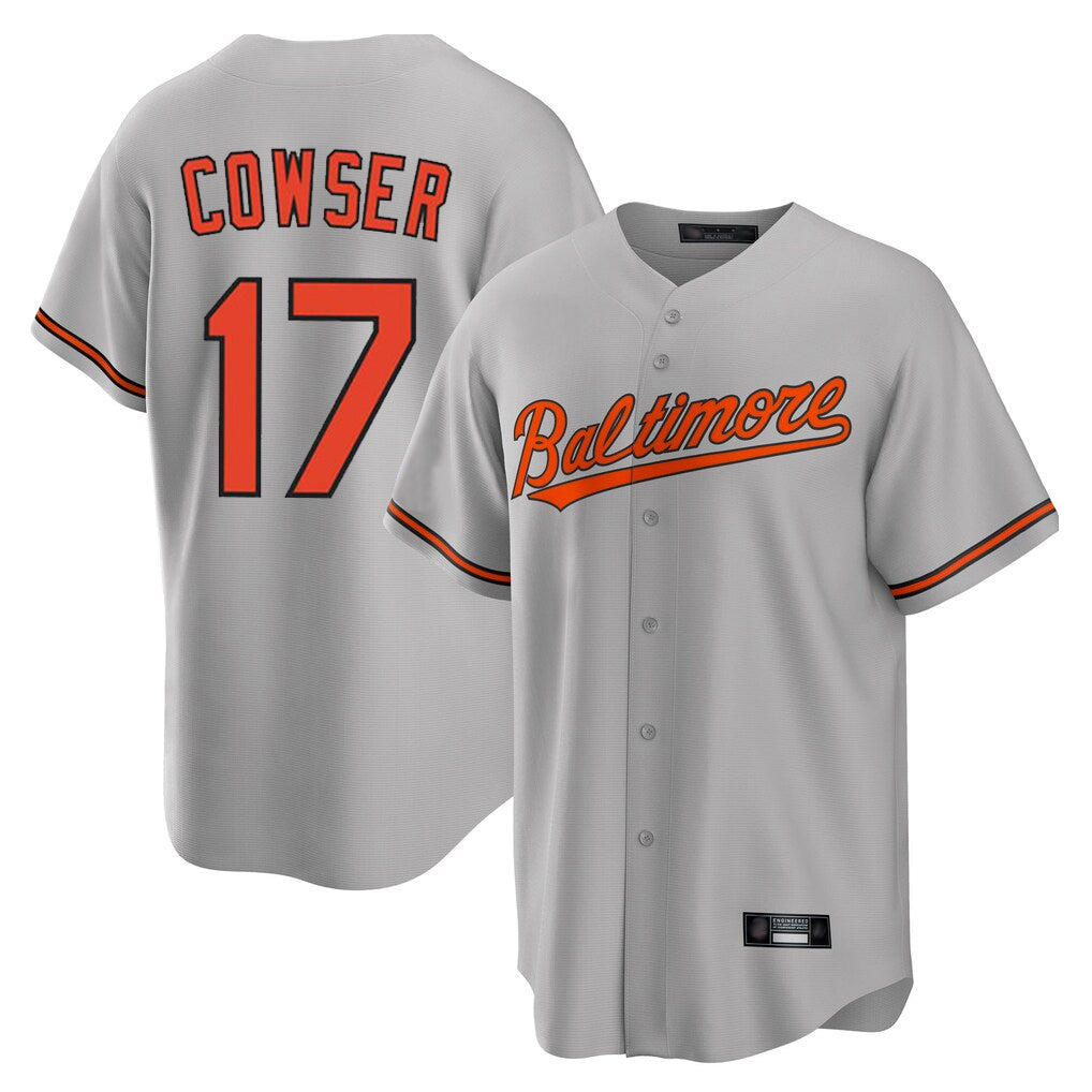 Pouc B.Orioles #17 Colton Cowser Player Gray Home Game Stitched Jerseys