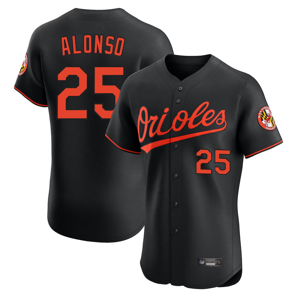 Pouc B.Orioles #25 Pete Alonso Player Black Limited Elite Home Game Stitched Jerseys