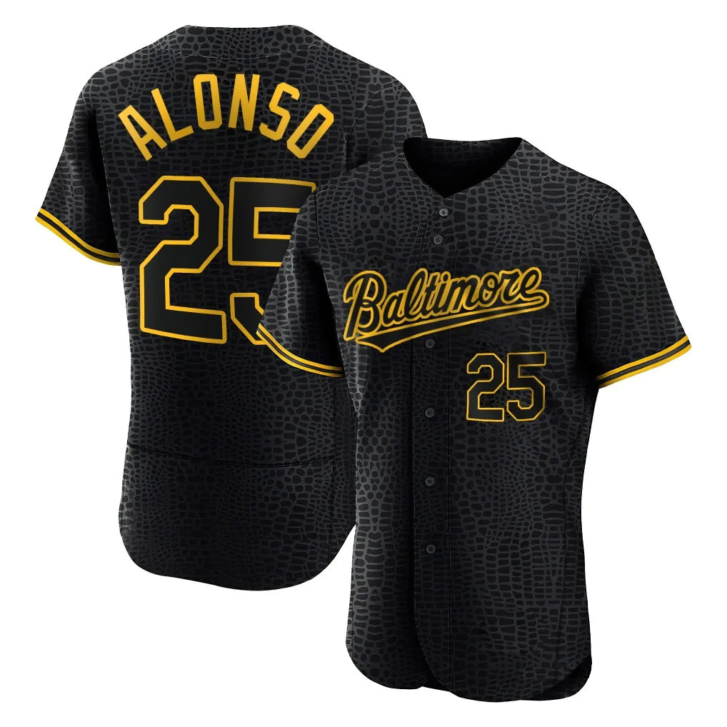 Pouc B.Orioles #25 Pete Alonso Player Black Snake Skin City Limited Elite Home Stitched Jerseys