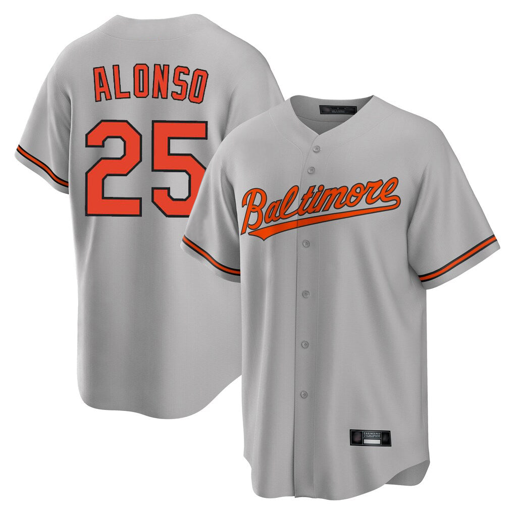 Pouc B.Orioles #25 Pete Alonso Player Gray Home Game Stitched Jerseys