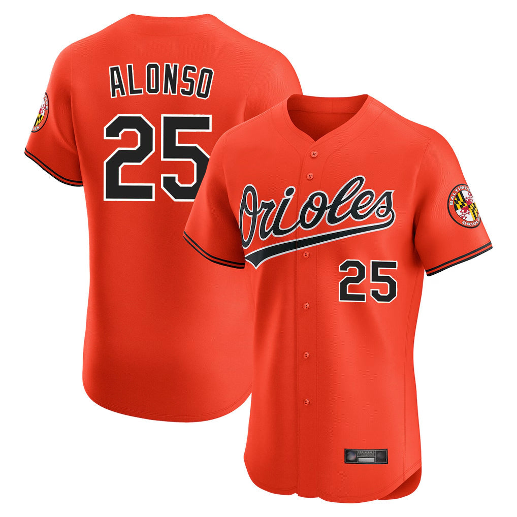 Pouc B.Orioles #25 Pete Alonso Player Orange Limited Elite Home Game Stitched Jerseys