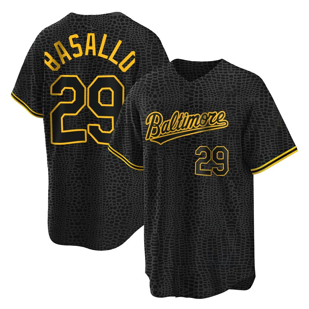 Pouc B.Orioles #29 Samuel Basallo Player Black Snake Skin City Home Game Stitched Jerseys