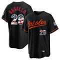Pouc B.Orioles #29 Samuel Basallo Player Black USA 250 Fourth of July Home Game Stitched Jerseys