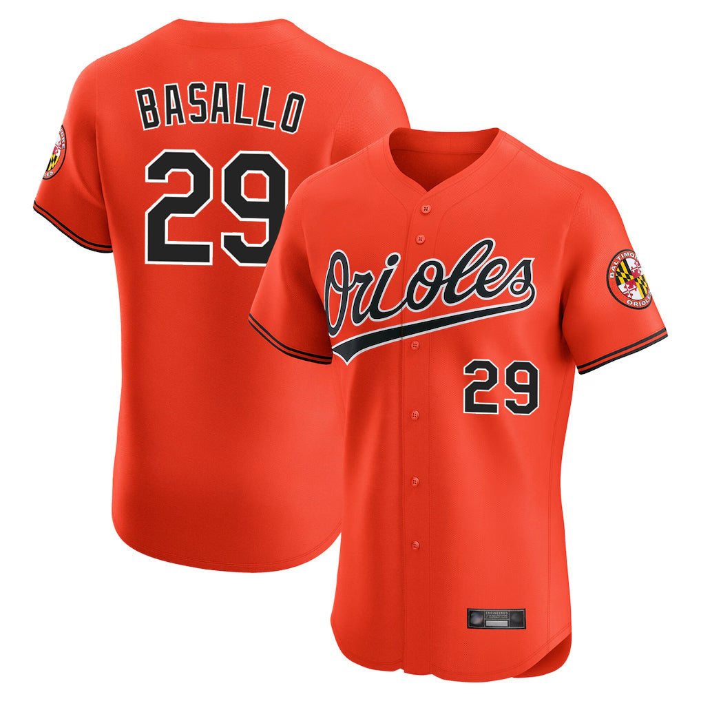 Pouc B.Orioles #29 Samuel Basallo Player Orange Limited Elite Home Game Stitched Jerseys