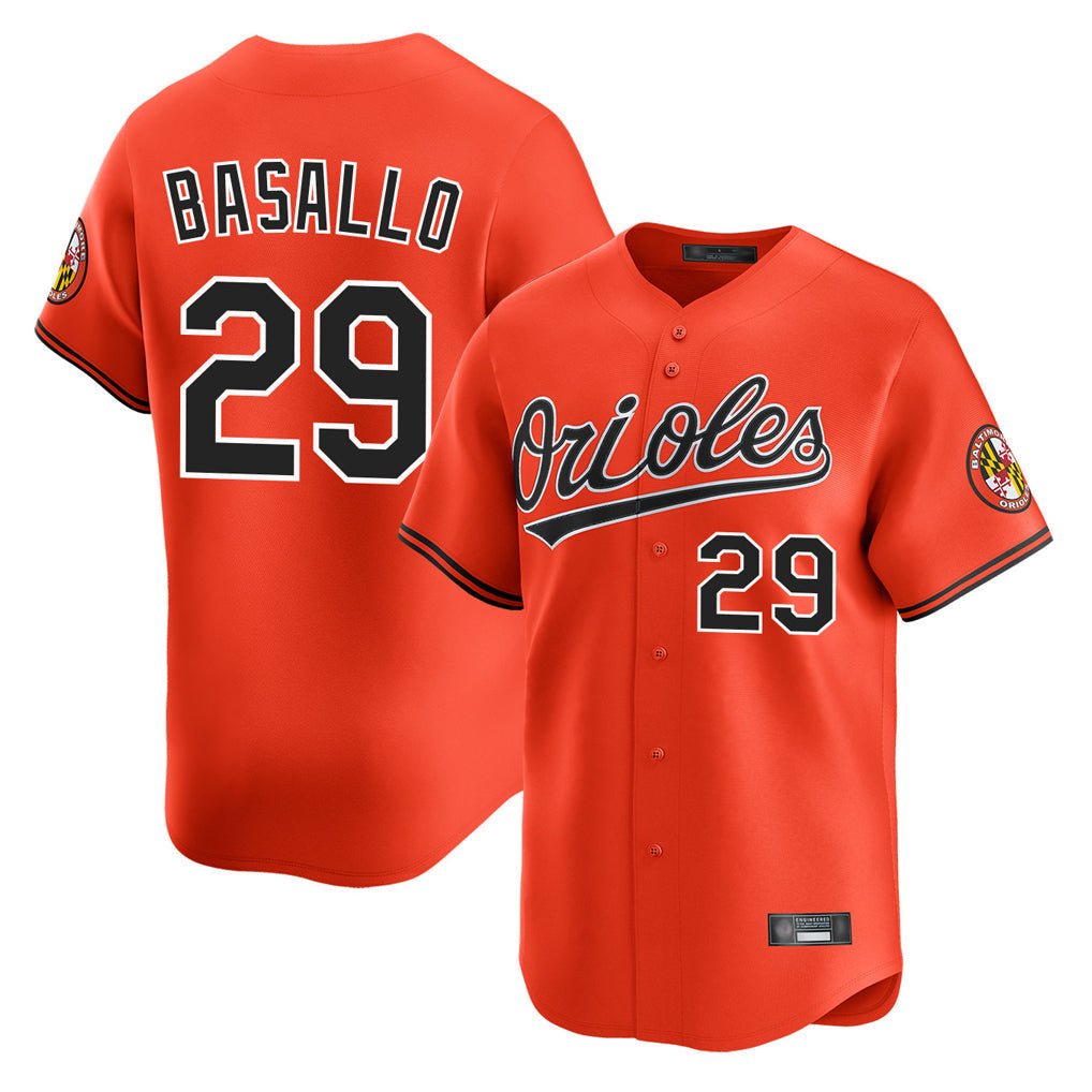 Pouc B.Orioles #29 Samuel Basallo Player Orange Limited Home Game Stitched Jerseys
