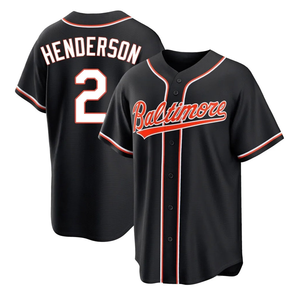 Pouc B.Orioles #2 Gunnar Henderson Player Black Out Home Game Stitched Jerseys