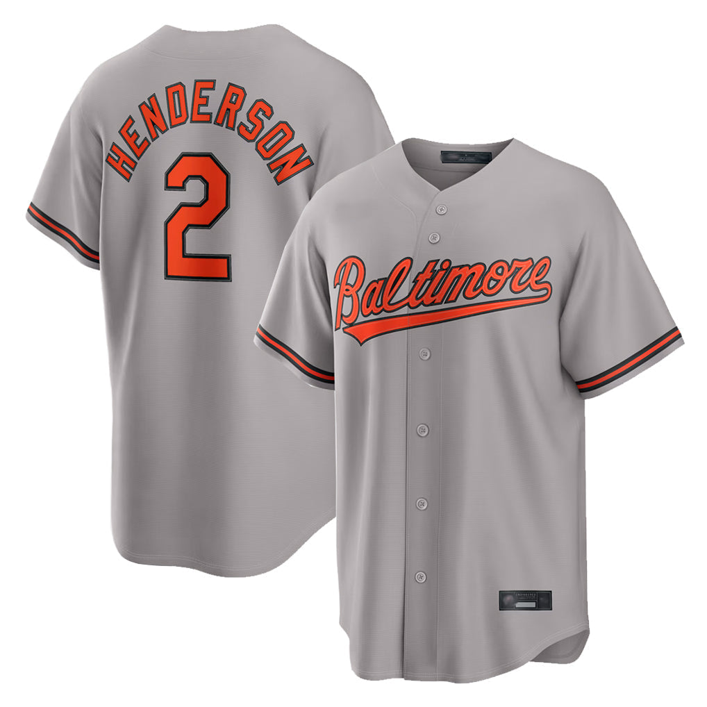 Pouc B.Orioles #2 Gunnar Henderson Player Gray Home Game Stitched Jerseys