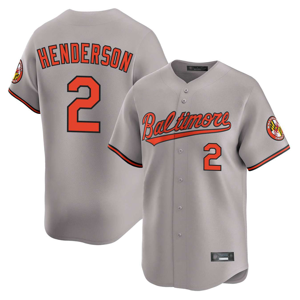Pouc B.Orioles #2 Gunnar Henderson Player Gray Limited Home Game Stitched Jerseys