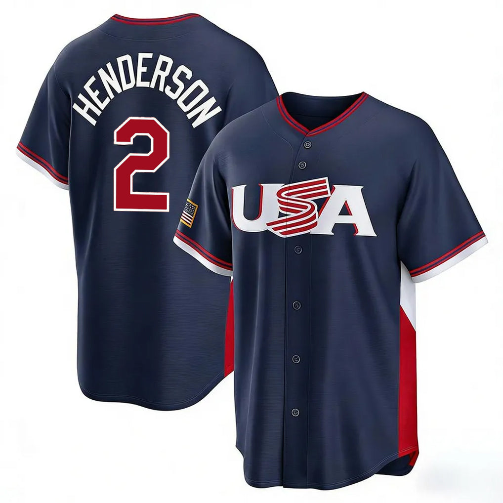 Pouc B.Orioles #2 Gunnar Henderson Player Navy USA 2026 World Classic Home Game Stitched Jerseys