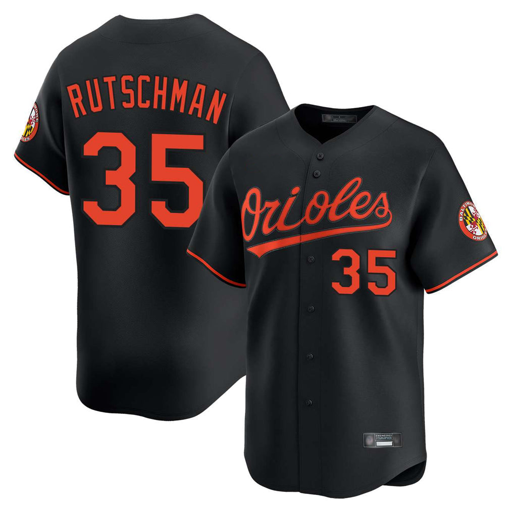 Pouc B.Orioles #35 Adley Rutschman Player Black Limited Home Game Stitched Jerseys