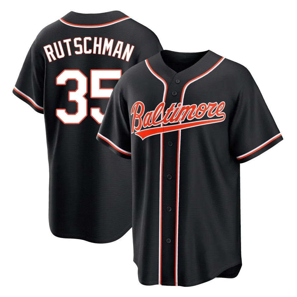 Pouc B.Orioles #35 Adley Rutschman Black Out Home Game Stitched Jerseys