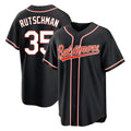 Pouc B.Orioles #35 Adley Rutschman Player Black Out Home Game Stitched Jerseys