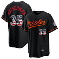 Pouc B.Orioles #35 Adley Rutschman Player Black USA 250 Fourth of July Home Game Stitched Jerseys