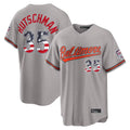 Pouc B.Orioles #35 Adley Rutschman Gray USA 250 Fourth of July Home Game Stitched Jerseys