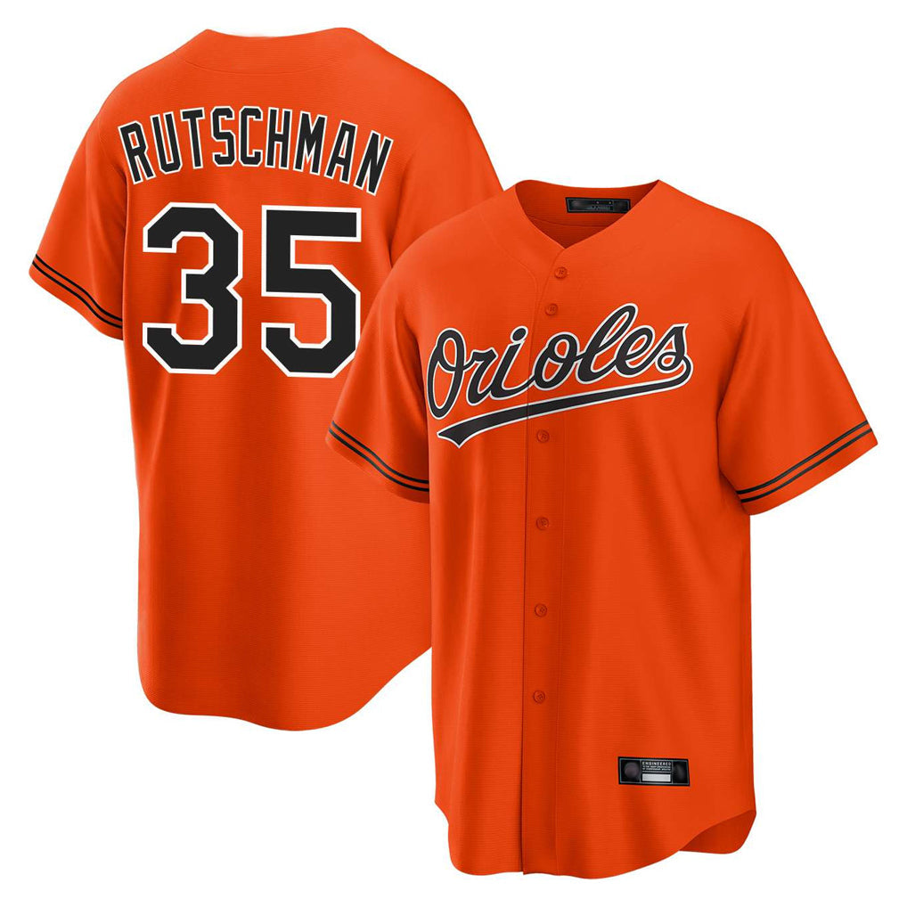 Pouc B.Orioles #35 Adley Rutschman Orange Home Game Stitched Jerseys
