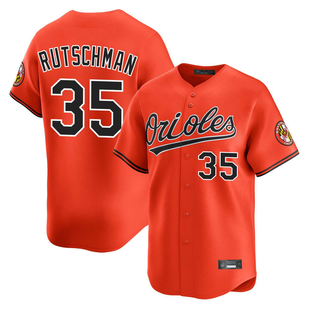 Pouc B.Orioles #35 Adley Rutschman Player Orange Limited Home Game Stitched Jerseys