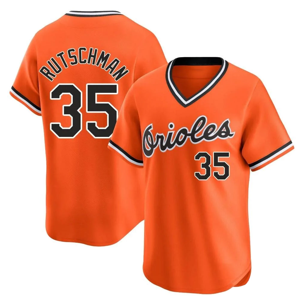 Pouc B.Orioles #35 Adley Rutschman Player Orange T-shirt Limited Home Game Stitched Jerseys