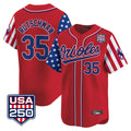 Pouc B.Orioles #35 Adley Rutschman Player Red USA 250 Independence Day Vapor Premier Limited Home Game Stitched Jerseys