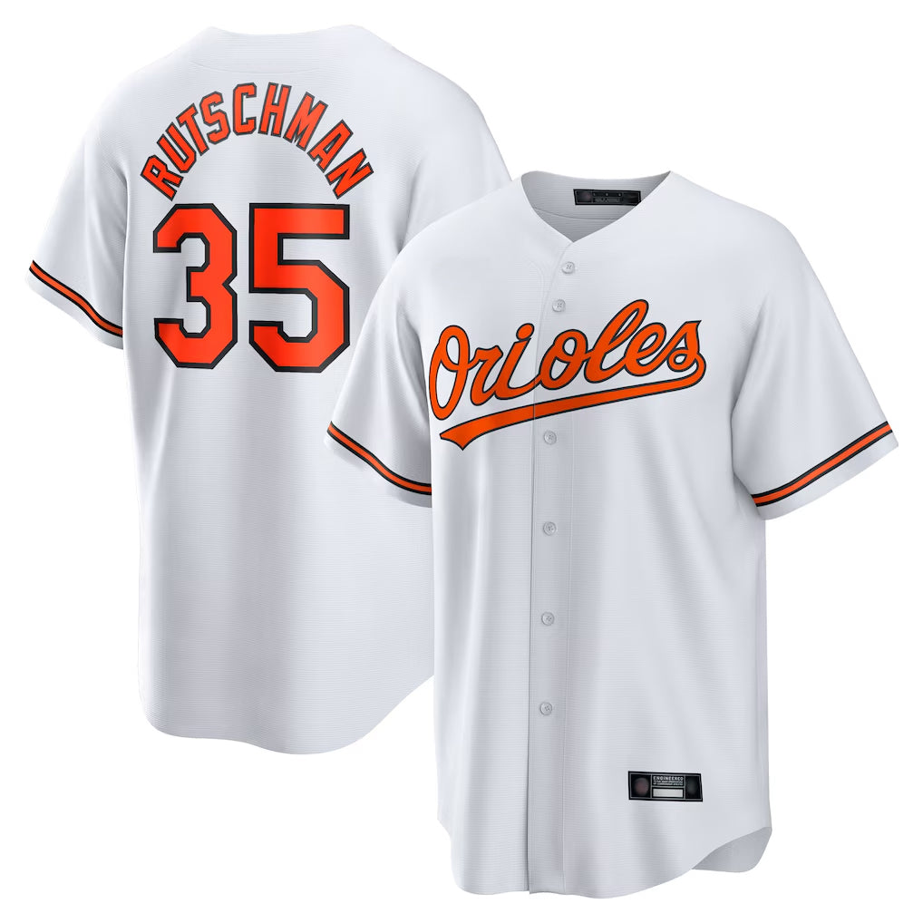Pouc B.Orioles #35 Adley Rutschman White Home Game Stitched Jerseys