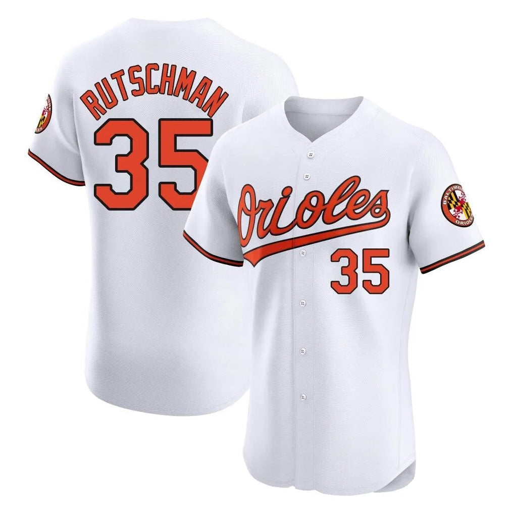 Pouc B.Orioles #35 Adley Rutschman Player White Limited Elite Home Game Stitched Jerseys