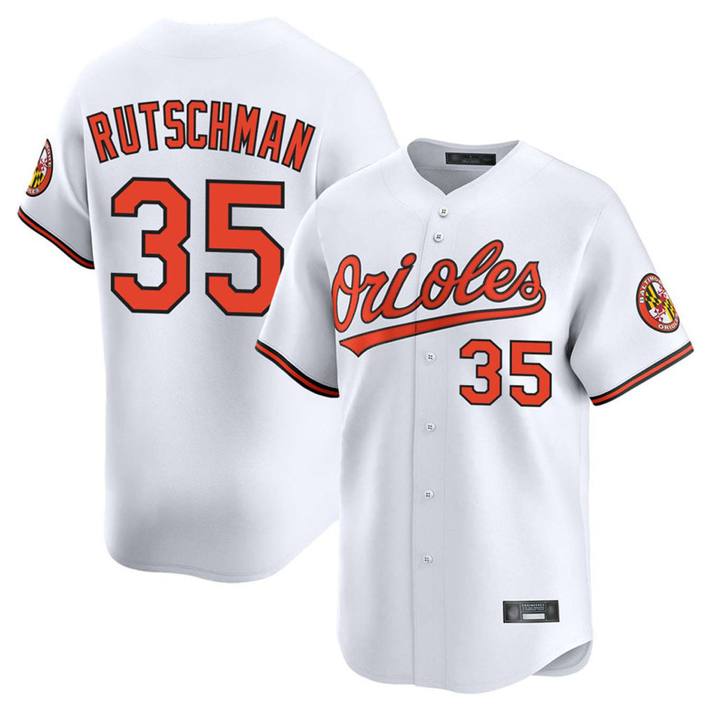 Pouc B.Orioles #35 Adley Rutschman Player White Limited Home Game Stitched Jerseys