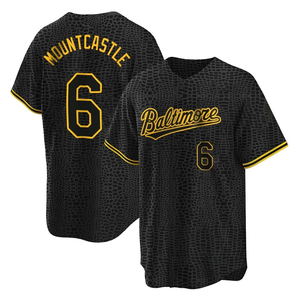 Pouc B.Orioles #6 Ryan Mountcastle Player Black Snake Skin City Home Game Stitched Jerseys