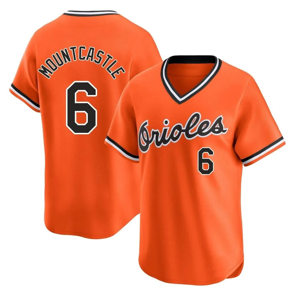 Pouc B.Orioles #6 Ryan Mountcastle Player Orange T-shirt Limited Home Game Stitched Jerseys
