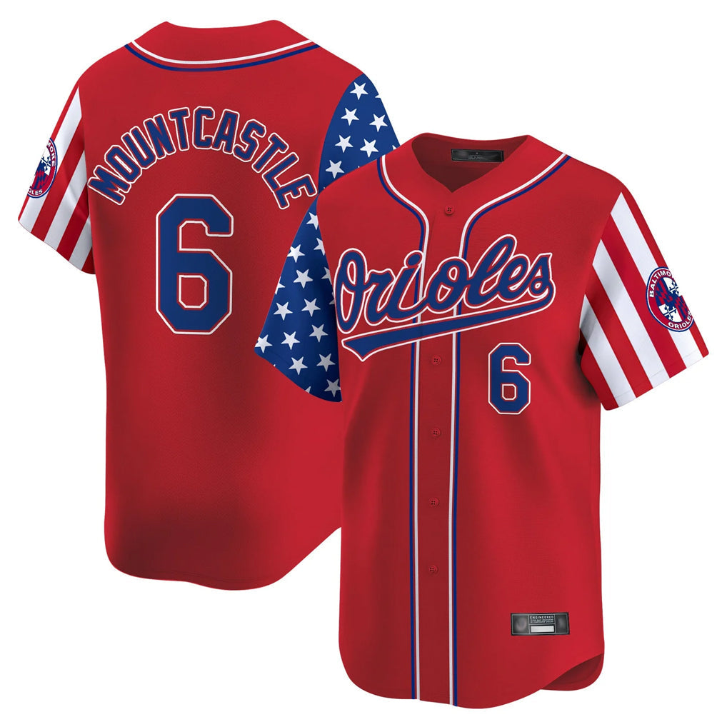 Pouc B.Orioles #6 Ryan Mountcastle Player Red Independence Day Vapor Premier Limited Home Game Stitched Jerseys