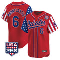 Pouc B.Orioles #6 Ryan Mountcastle Player Red USA 250 Independence Day Vapor Premier Limited Home Game Stitched Jerseys