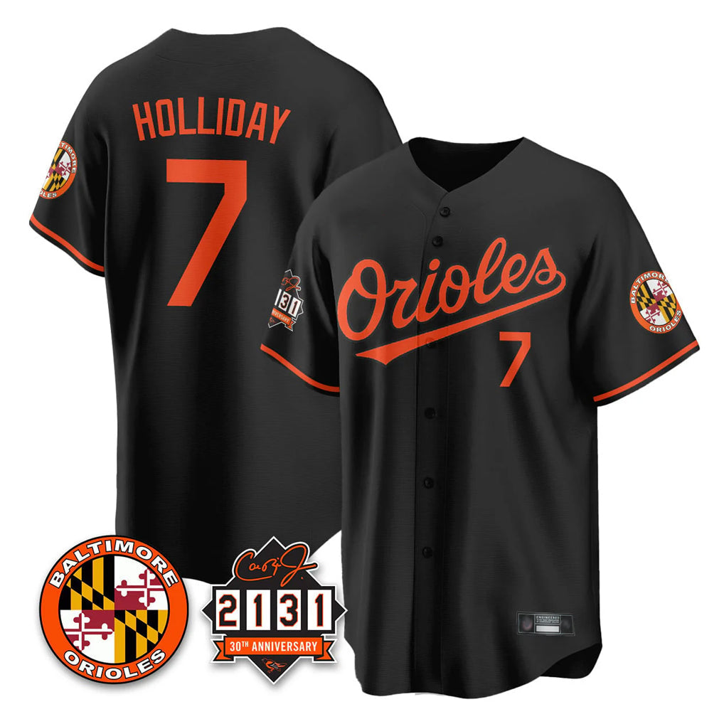 Pouc B.Orioles #7 Jackson Holliday Player Black 30th Anniversary of 2131 Home Game Stitched Jerseys