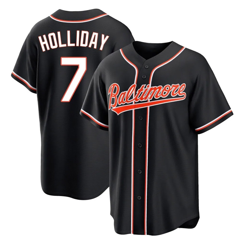 Pouc B.Orioles #7 Jackson Holliday Player Black Out Home Game Stitched Jerseys