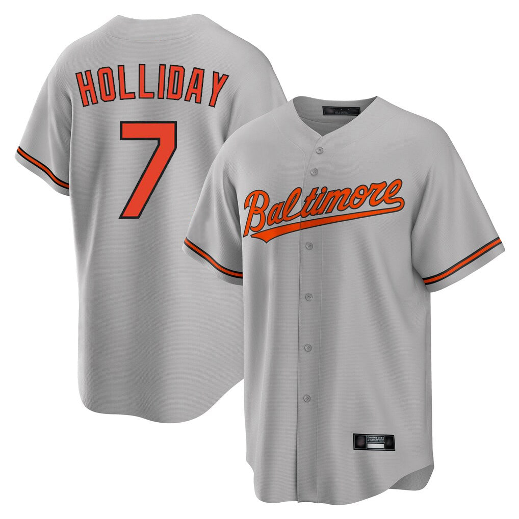 Pouc B.Orioles #7 Jackson Holliday Player Gray Home Game Stitched Jerseys