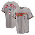 Pouc B.Orioles #7 Jackson Holliday Player Gray USA 250 Fourth of July Home Game Stitched Jerseys
