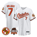 Pouc B.Orioles #7 Jackson Holliday Player White 30th Anniversary of 2131 Home Game Stitched Jerseys