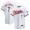 Pouc B.Orioles #7 Jackson Holliday Player White USA 250 Fourth of July Home Game Stitched Jerseys