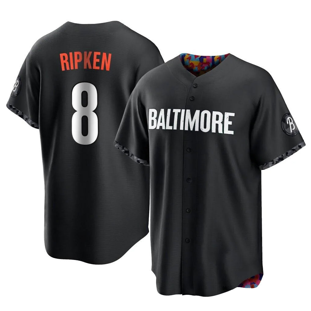 Pouc B.Orioles #8 Cal Ripken Player Black City Connect Home Game Stitched Jerseys