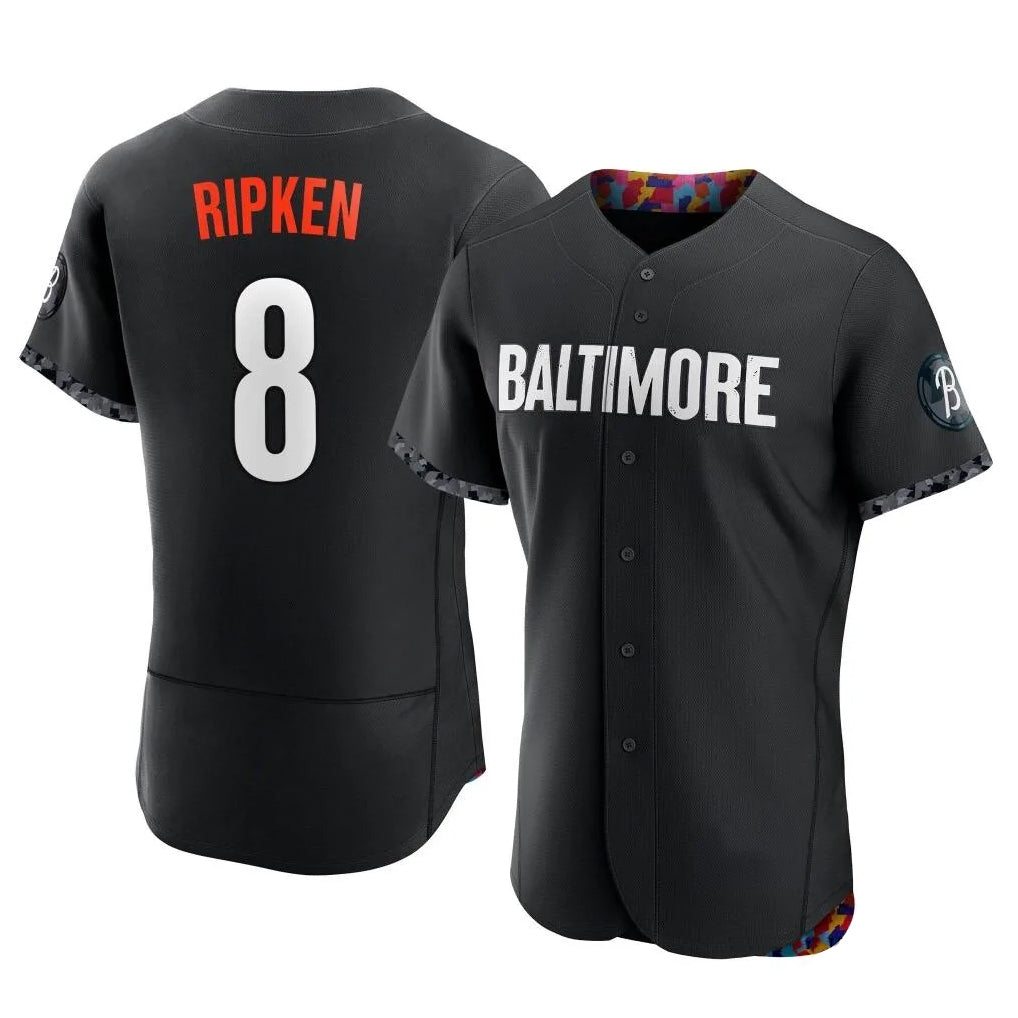 Pouc B.Orioles #8 Cal Ripken Player Black City Connect Limited Elite Home Game Stitched Jerseys