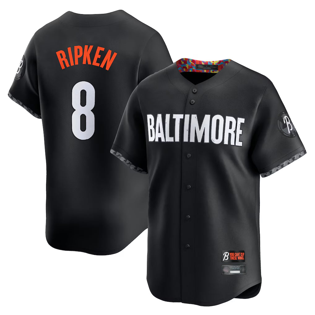 Pouc B.Orioles #8 Cal Ripken Player Black City Connect Limited Home Game Stitched Jerseys