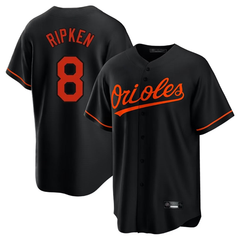 Pouc B.Orioles #8 Cal Ripken Player Black Home Game Stitched Jerseys