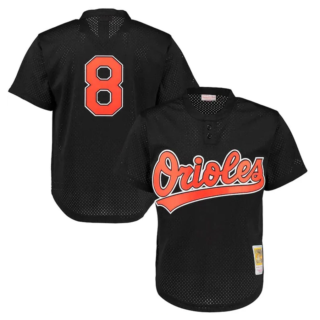 Pouc B.Orioles #8 Cal Ripken Player Black Mitchell & Ness 1997 Cooperstown Mesh Game Stitched Jerseys