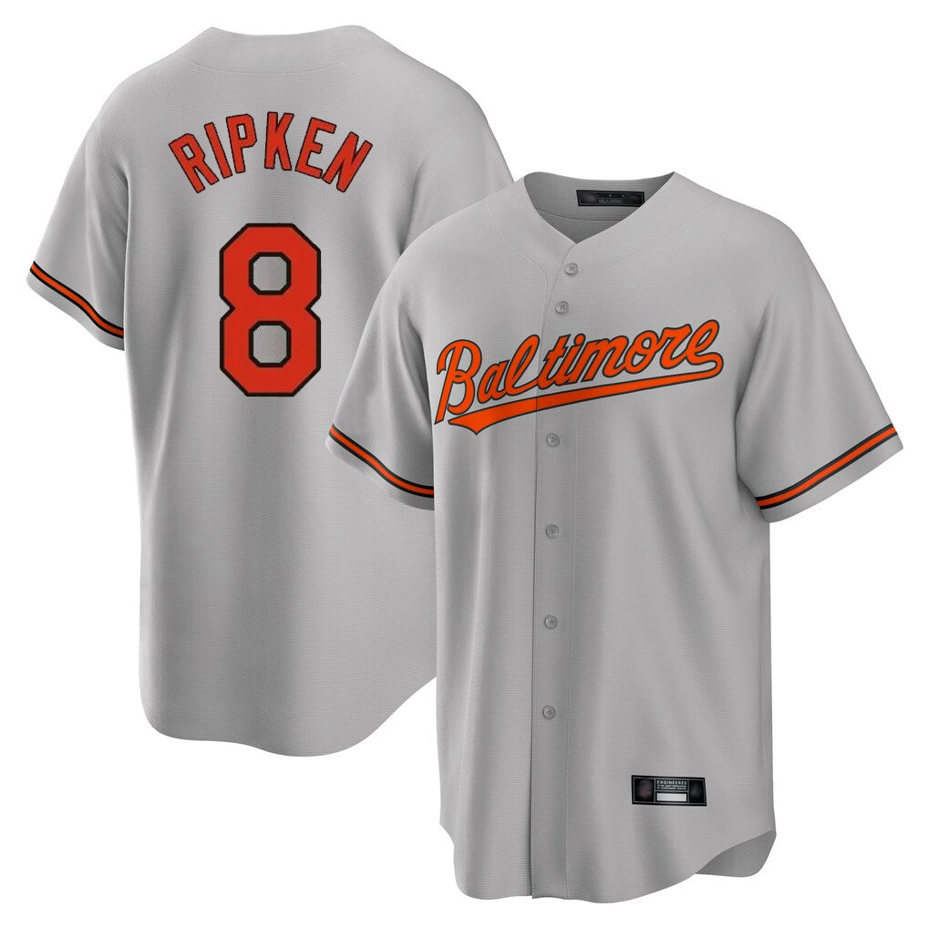 Pouc B.Orioles #8 Cal Ripken Player Gray Home Game Stitched Jerseys
