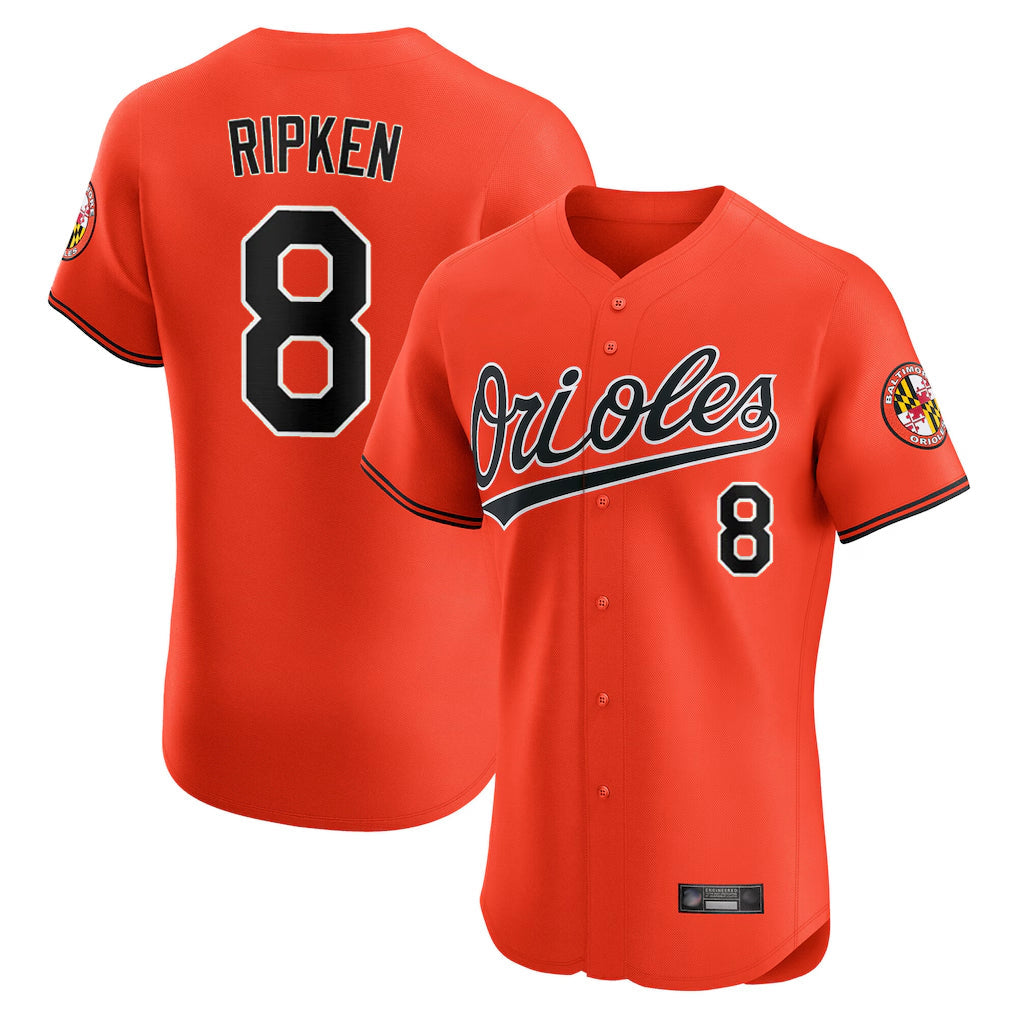 Pouc B.Orioles #8 Cal Ripken Player Orange Limited Elite Home Game Stitched Jerseys