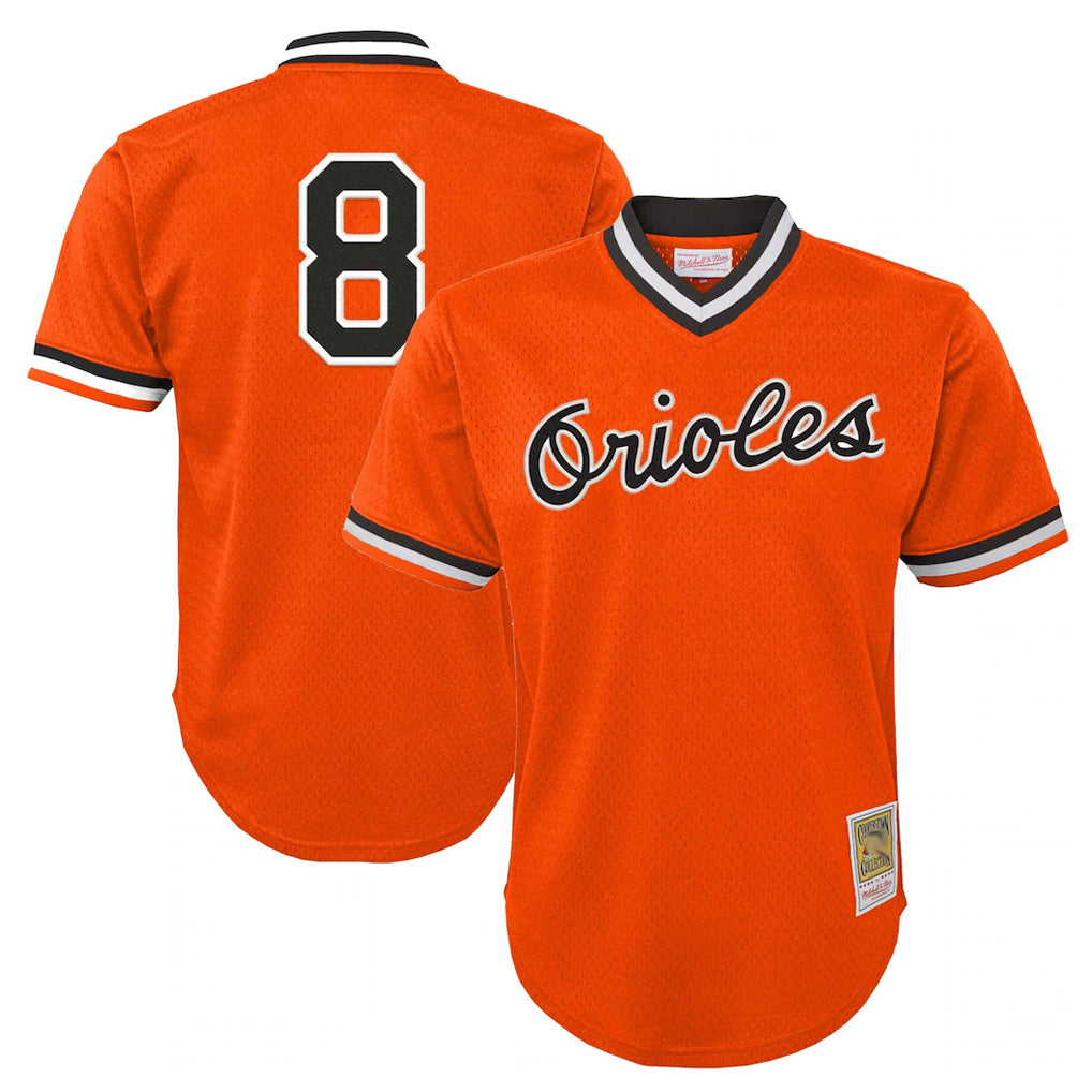 Pouc B.Orioles #8 Cal Ripken Player Orange Mitchell & Ness Cooperstown Collection Mesh T-shirt Game Stitched Jerseys