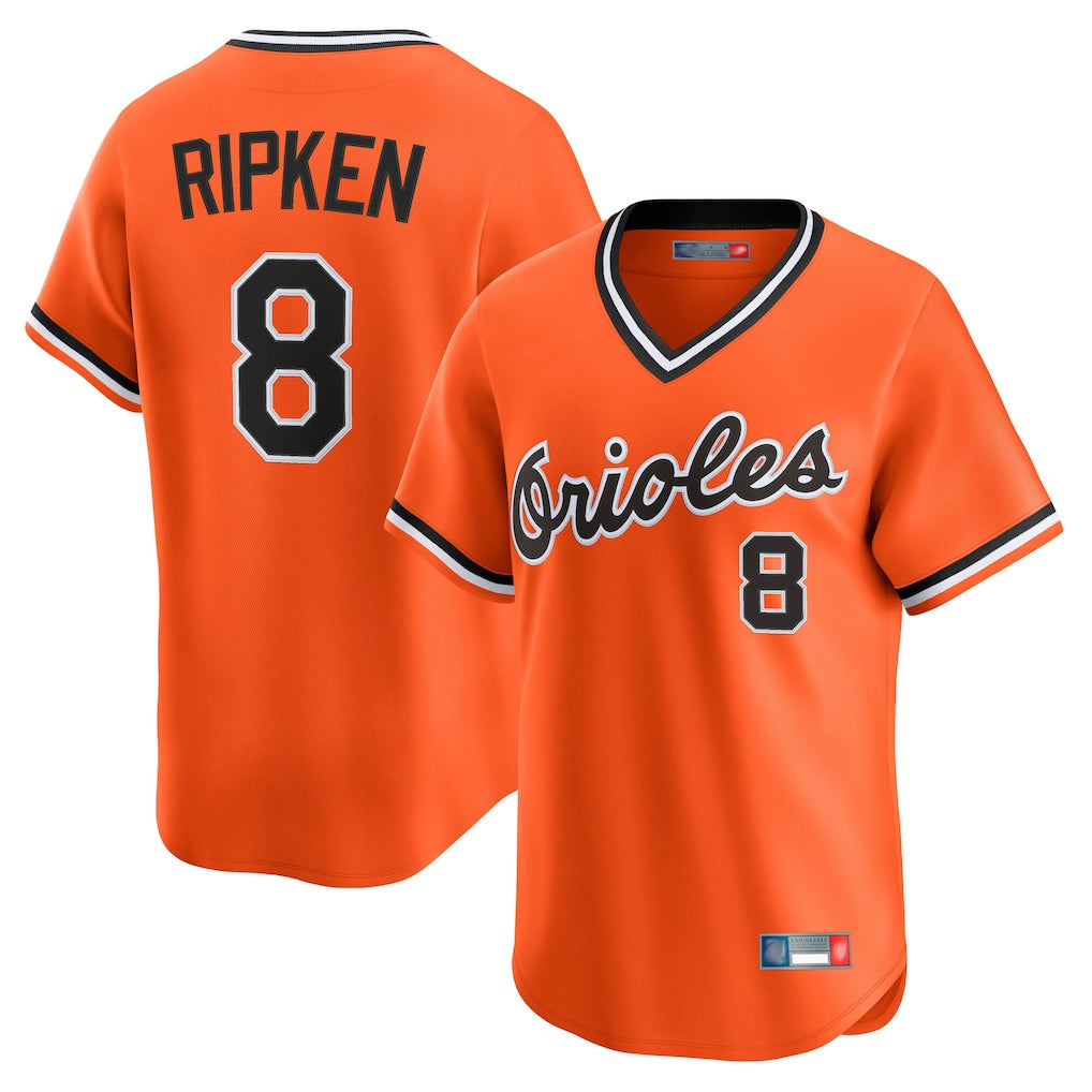 Pouc B.Orioles #8 Cal Ripken Player Orange T-shirt Limited Home Game Stitched Jerseys